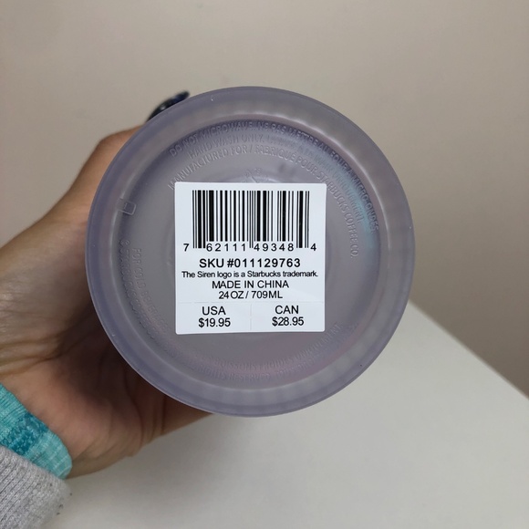 NEW Starbuck 24 oz Tumbler Frosted Disco Grid Tumbler in Iridescent Frost White - Picture 3 of 3